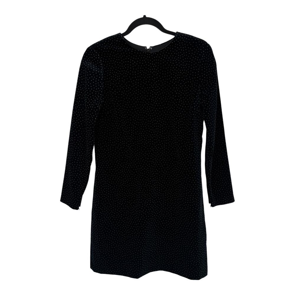 Theory Wynter Dot Long Sleeve Velvet Dress black size 2